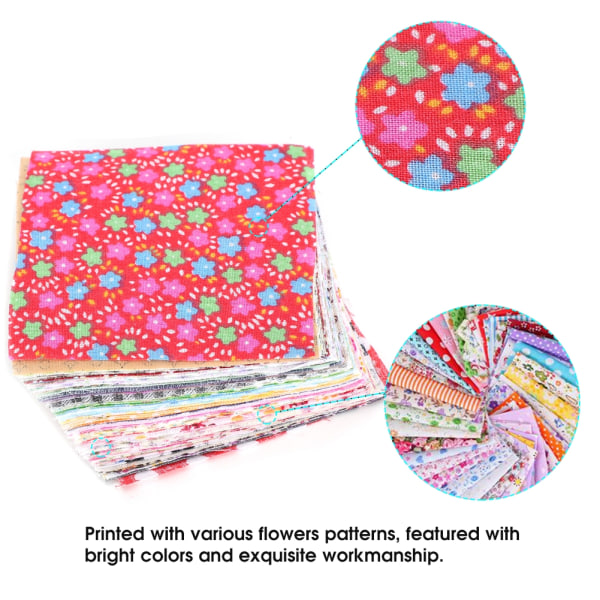 100 st Square Patch Work Printed Olika mönster Klädtillbehör för DIY-sömnad