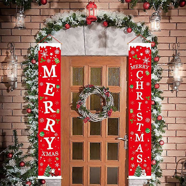 Julebanner Dekoration Glædelig Jul Veranda Skilt Banner Dør Rød Juledekoration Hængende Bannere Banner Juleveranda Skilt Glædelig Jul Ban