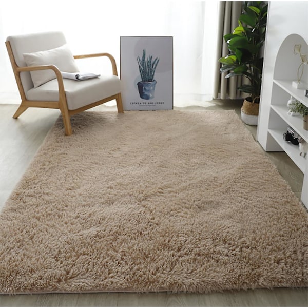 Shaggy Matta Vardagsrum Lång Lugg Mysig Enfärgad Gul 120x160 cm