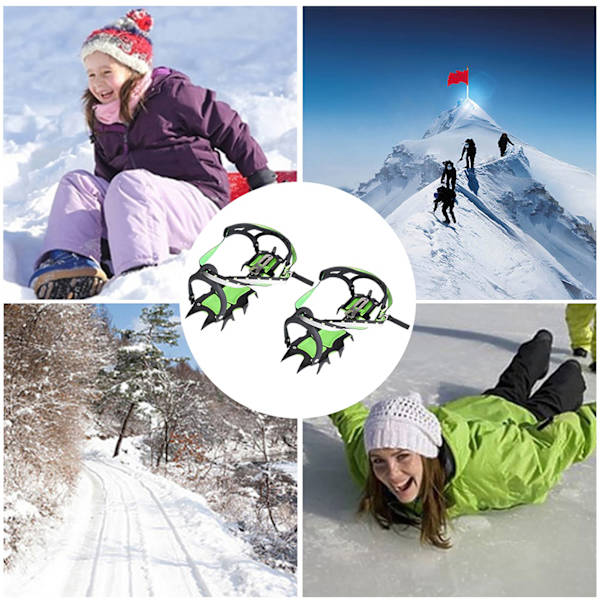 1 par 14 tenner Ice Crampons Anti-Slip Shoe Grips Spikes Klosser for utendørs snøvandring klatring