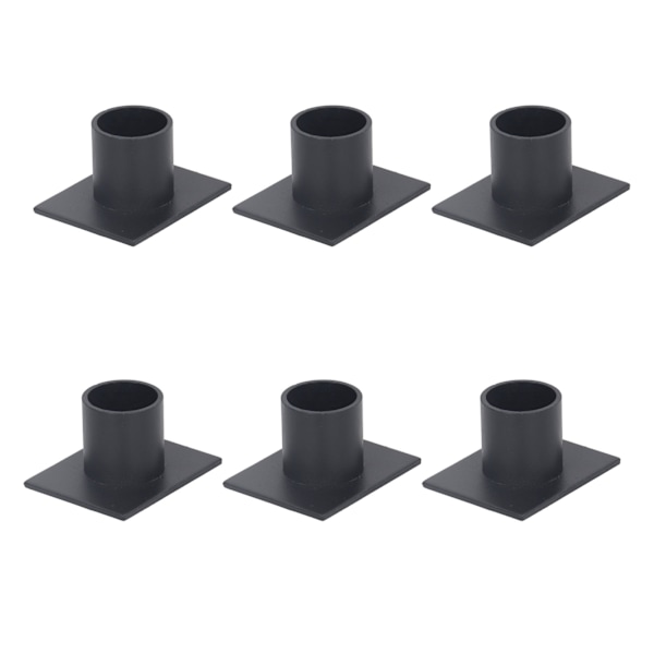 6 stk. Spidse Stearinlysstage Sort Frosted Metal Stabil Base Dekorativ Søjle Stearinlysstage til Fest Bryllup Bar