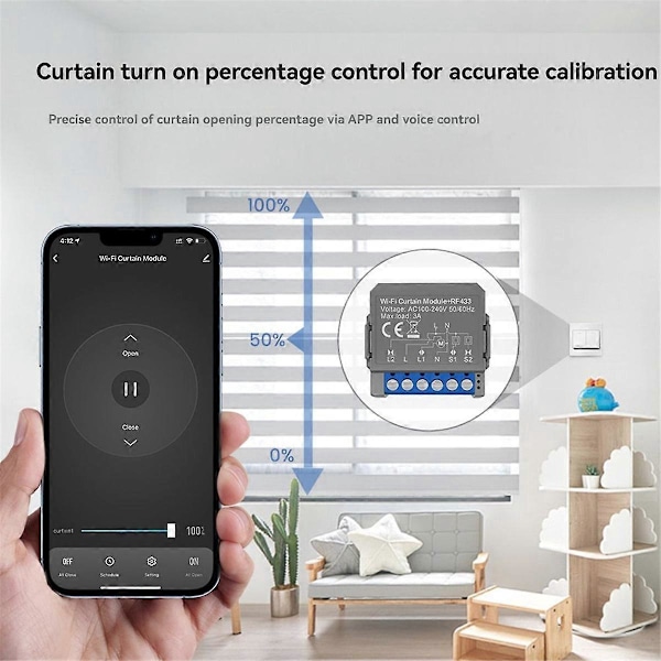 2 stk. Tuya WiFi Smart Gardin Switch Modul med RF433 Fjernbetjening