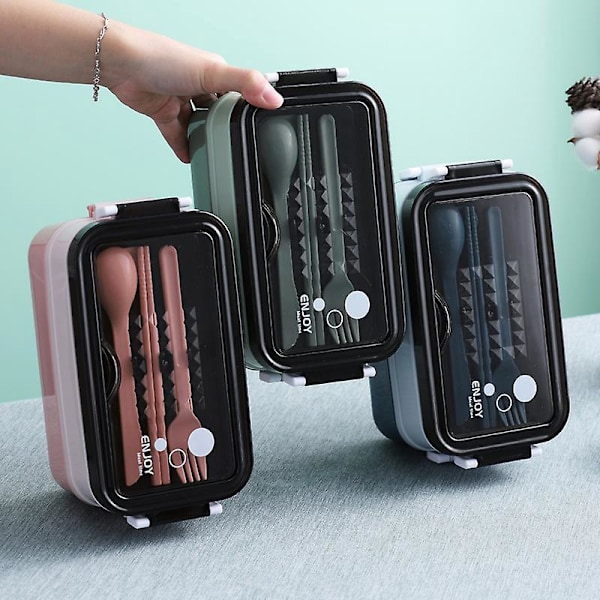 Stackbar Stapelbar Lufttät 304 Rostfritt Stål Plast Lunchbox Bento Matförvaringsbehållare Grön