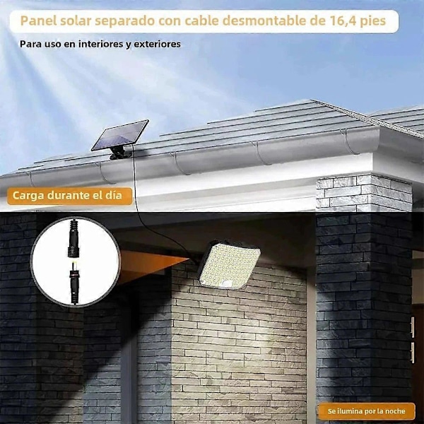 Ulkokäyttöön tarkoitettu aurinkokennovalaisin 118 LED-sensorilla, IP65 vedenpitävä, 3 tilaa, kaukosäädin puutarhaan, patiolle, autotalliin, ulkotilaan 106LED