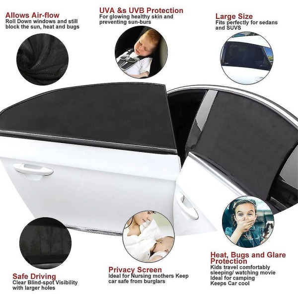 Universal Car Sun Shades 2 Pack - Front Window Myggnett blokkering