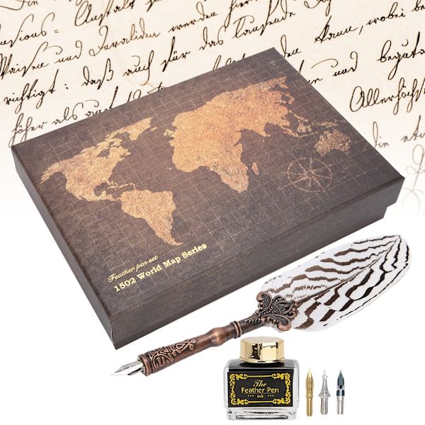 Signature White Feather Pen Set - Retro Craft Collection för elegant bankettskrivande