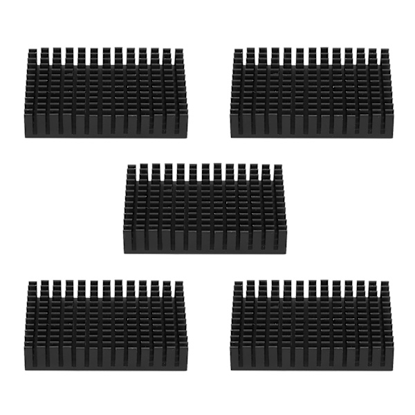 5 stk. aluminium køleplade køleradiator CPU-køler industrielle komponenter P40x11x60 sort