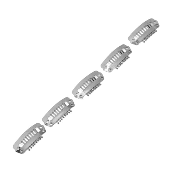 50 st Hårförlängningsklämmor Set Rostfritt Stål DIY 8 Tänder Snäppkam Perukklämmor Tillbehör 2,8 cm Silver