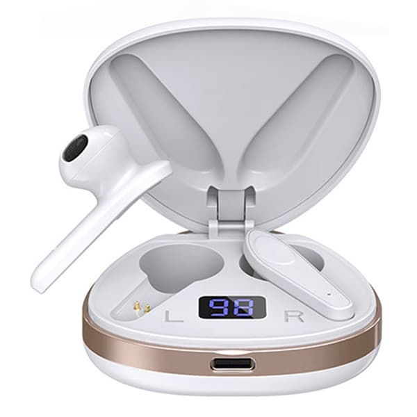 TWS Trådløst Bluetooth Headset Stereo Sportsøretelefon Touch Control Trådløst Headset Perlehvid