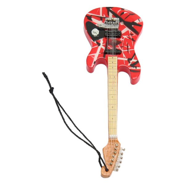 Miniatyrelektrisk gitarr modell ljusa färger verklighetstrogen trä elektrisk gitarr prydnad dekoration med snodd typ 09