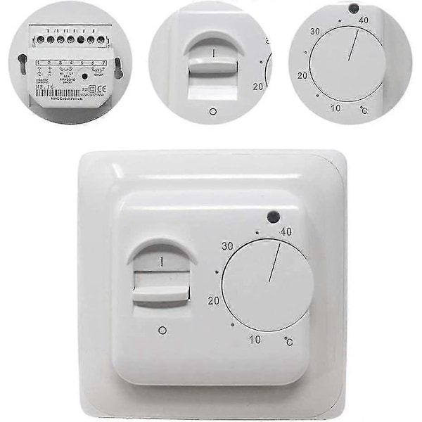 Manuelle termostater for gulvvarme 220v 16a, elektrisk gulvvarmekontroller mekanisk romtermostat med gulvsensorprobe 1 stk -GSL