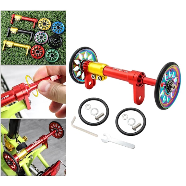 Easy Wheel Teleskopstang Foldecykel Easywheel Bageste Last E x tension Stang Rød Farverig