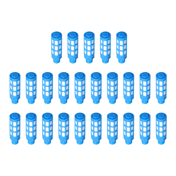 Plast pneumatisk lyddæmper Luftledning Flow Control Udstødningslyddæmper Kompressor Fitting Blue25Pcs PSU-04