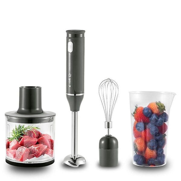 4-i-1 500W Immersion Håndblender med Fødevarehakker, Mælkeskummer, Æggepisker - Perfekt til at Purere Spædbarnsmad
