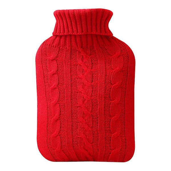2000ml Strikket Pose Varmtvannsflaske Håndvarmer Vinter Varmtvannsflaske Vannfylling Varmtvannsflaske Rød zd.21