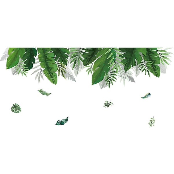 Nordic Minimalist Green Leaf DIY Wall Sticker, Botanisk Have Soveværelse og Stue Indretning, 90x60cm