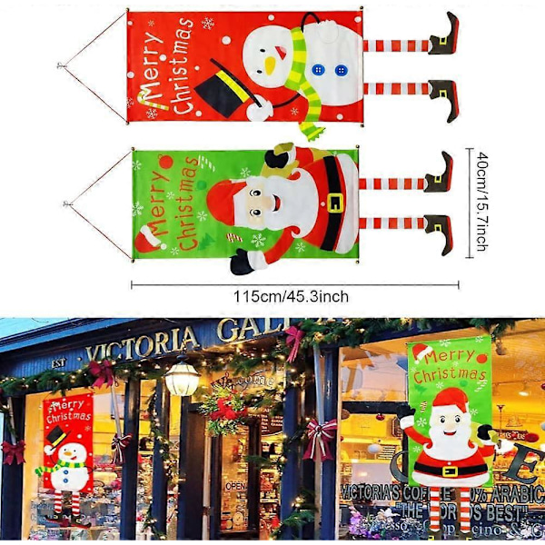 PCS Julhängande Tygflagga Julbanner Dekoration God Jul Snögubbe Jultomte Hängande Flagga för Jul Skyltfönster Dekoration (115