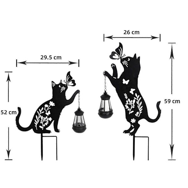 Have Solcelle Kat Lampe Dekoration Altan Jule Kat Figur med Lanterne