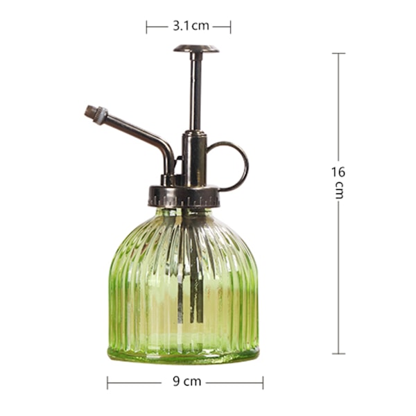 Plante Mister Sprayer 6,5 tommer 330 ml Vintage Glass Vannings Sprayflaske for Hagearbeid Grønn Farge