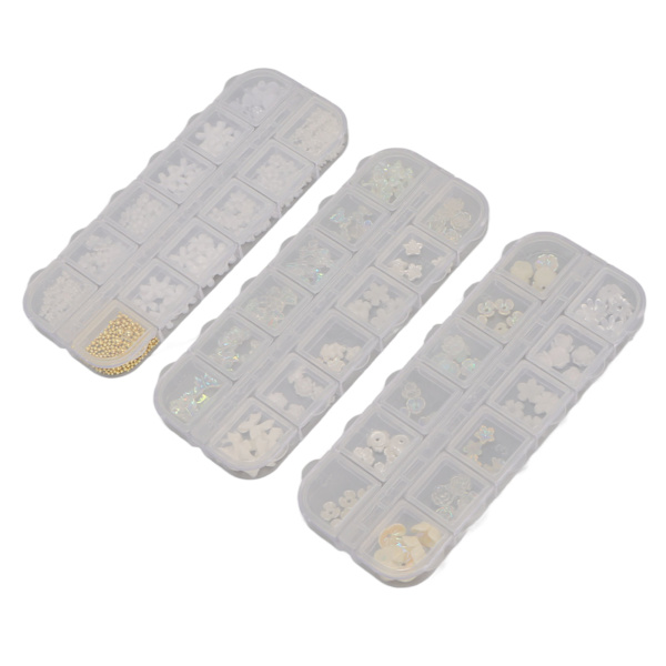 3st Nail art Set Olika blomformer Manikyr Dekorativa prydnader för Nagelsalong