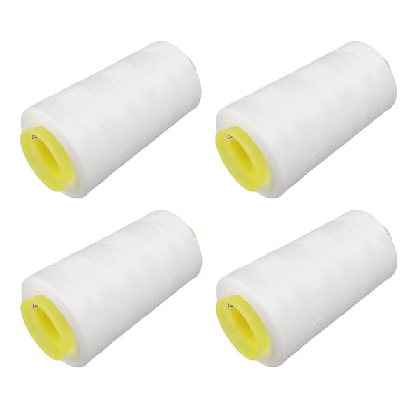 4 stk. Sergertråd Hvid Premium Polyester Robust Holdbar Slidstærk Bredt Anvendt Hvid Tråd