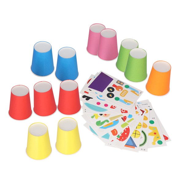 DIY Pappersmuggar Söta Flerfärgade Barn Handgjorda DIY Pappersmuggar Pussel Målningsbara Klistrabara Pappersmugg Leksaker Set
