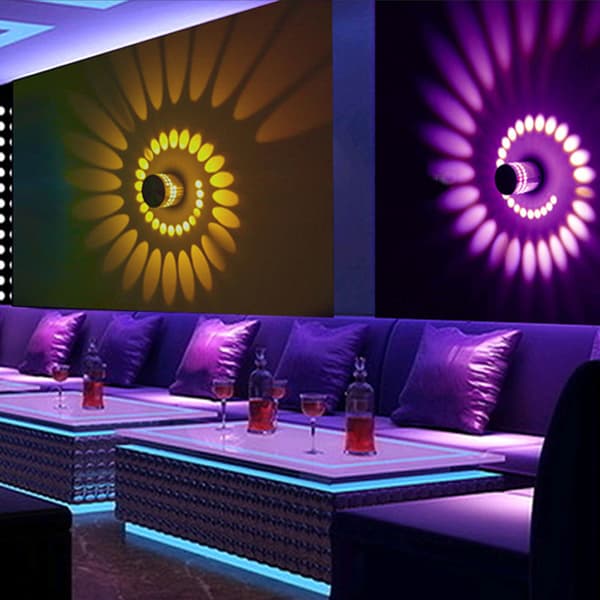 3W RGB LED Væglampe Spiralhul Lysende Belysning Sconce med Controller til KTV Bar Restaurant Indretning