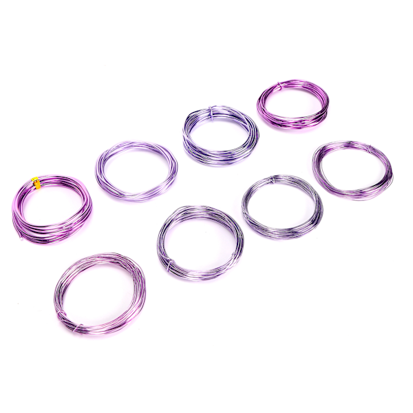 8 rullar 0,6-3 mm DIY smyckestillverkningstråd aluminiumhantverkstråd för smyckestillverkning lila