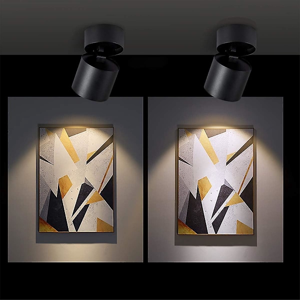 Loftlampe, Justerbar lampehusvinkel, Loftspots, Loftlampe, Justerbare loftspots, LED loftlampe, (Sort-3000K)