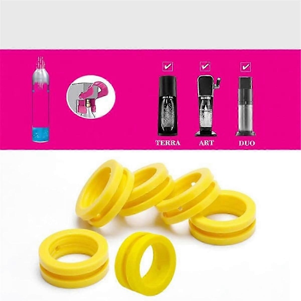 6 st O-ringar Sodamaskins Co2 Cylinder Utbytes Carbonator Packningar, Packningsringar kompatibla med Ny Sodamaskin & Rosa Cylinder