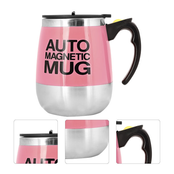 Elektrisk kaffemugg med omrörning, självomrörande magnetisk mugg (rosa)