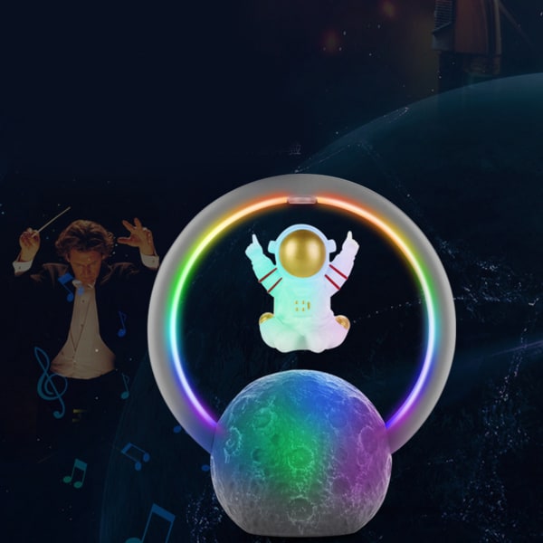 Bluetooth högtalare RGB Light Touch Justering 360 graders Surround Magnetisk Levitation Astronaut Högtalare 598A Guld
