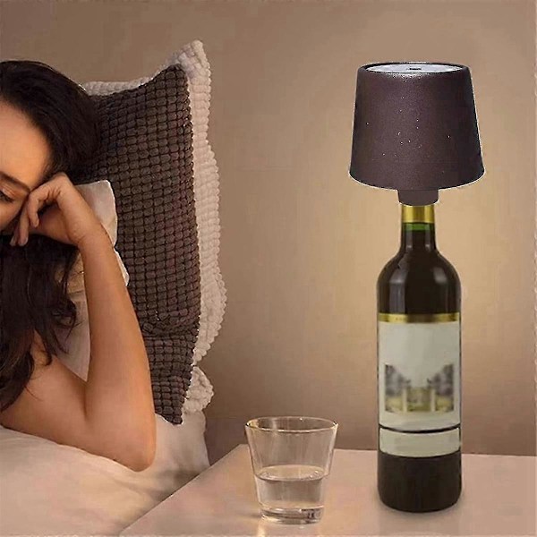 LED Vinflaskelampe 3 Farver Dæmpbar Vinflaskelys Touch Kontrol Trådløs Bordlampe 1800mah USB Genopladelig Bordlampe Ny -CHNSZ sort