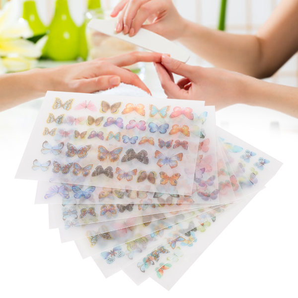 8 st nagelkonst öronvärme krympslang DIY handgjord material fjärilsform dekoration H1-H8