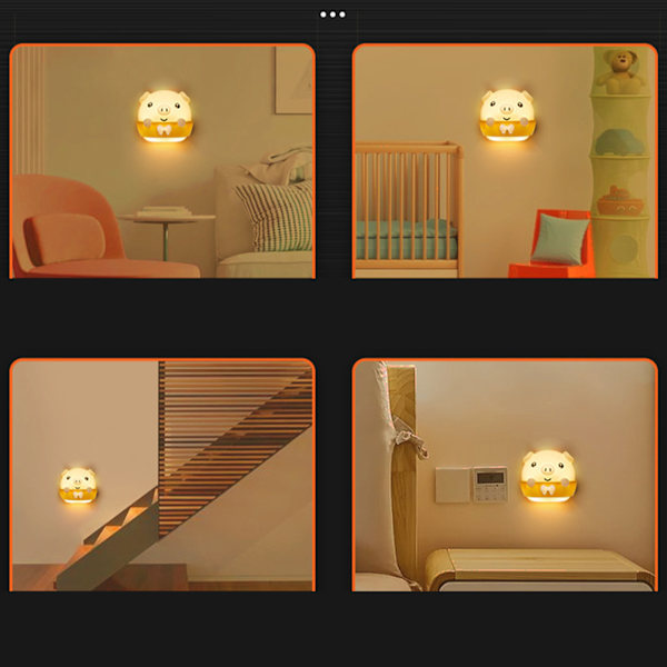 Fjärrkontroll nattlampa ljusstyrka justerbar ögonvänlig mini söt plug in nattlampa för sovrum barnrum gul