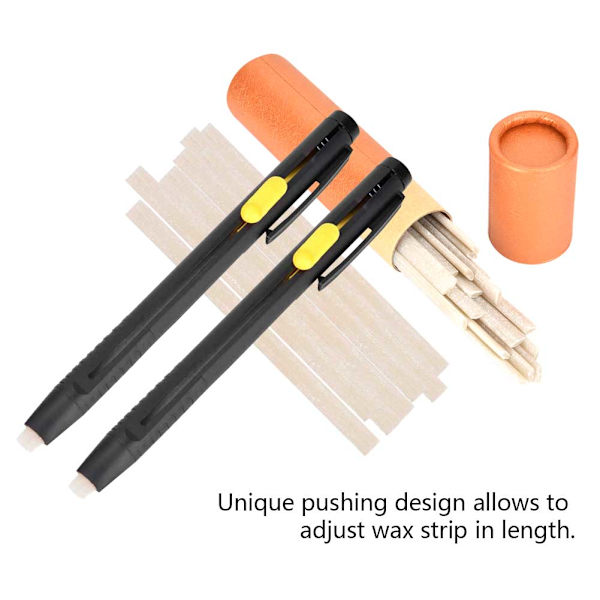 Auto Vanishing Läder Tyg Marker 2st Pennskal 20 Wax Strips Disappe Pens
