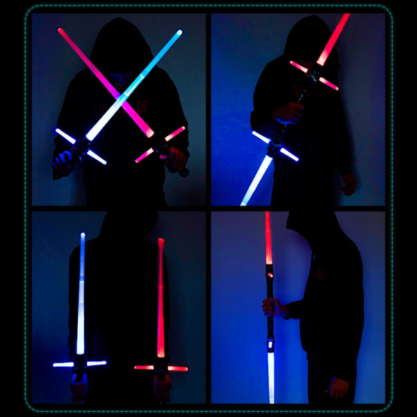 2 stk 7 farger skiftende lysende sverd utvidbart LED lyssverd lysleker for cosplay Halloween jul