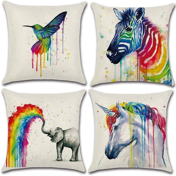 set Rainbow Animal Print polyesteripellavatyynynpäälliset vuodesohvan sisustukseen, 45x45cm