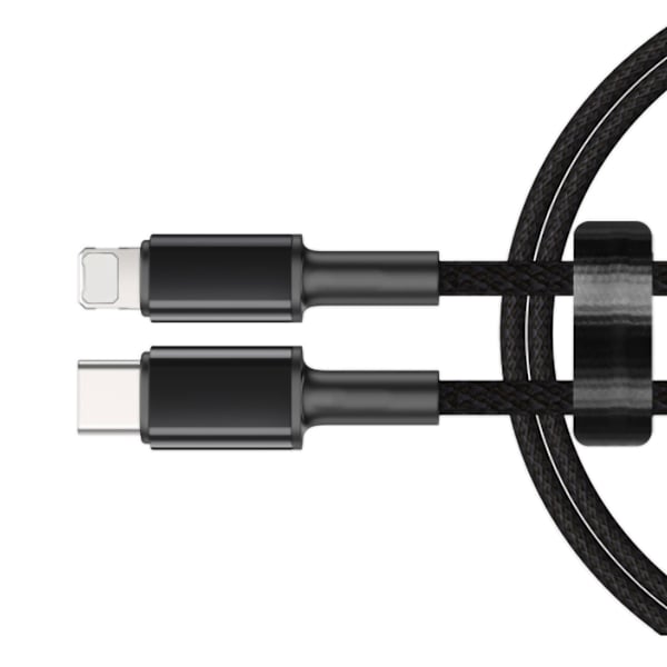Puhelimen latauskaapeli, nopea lataus, PD 20 W, iPhone 12 Prolle, 2 m / 6,6 jalkaa, musta