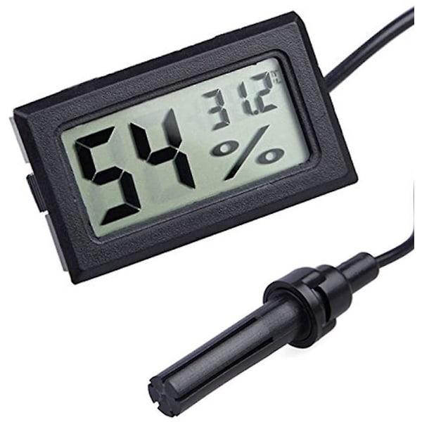 2-i-1 Digital LCD Integreret Termometer Hygrometer Med Ekstern Til Reptil