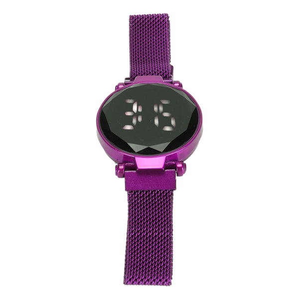 Kvinnor LED- watch LED-pekskärm Stor skärm Hållbar legering Modedesign Digital LED- watch för flickor Kvinnor Vuxen Lila