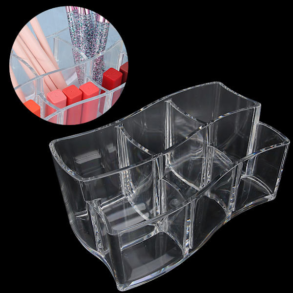 Multifunktionel gennemsigtig akryl 6-slot Makeup Børste Holder Box Desktop Organizer