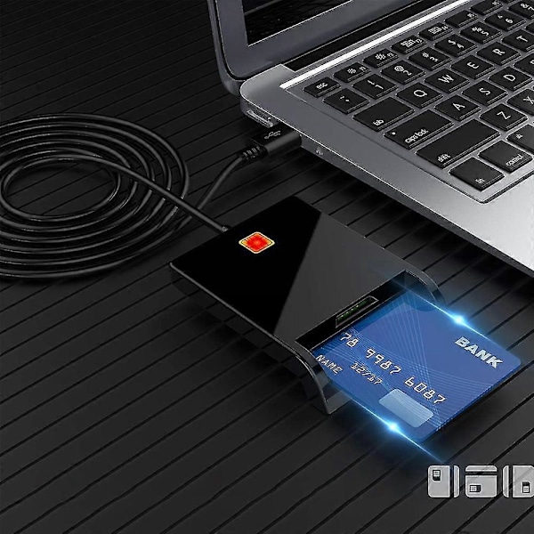 Smart Card Reader Dod Militär Usb Common Access Cac, Kompatibel Med Windows, Mac Os Och Linux
