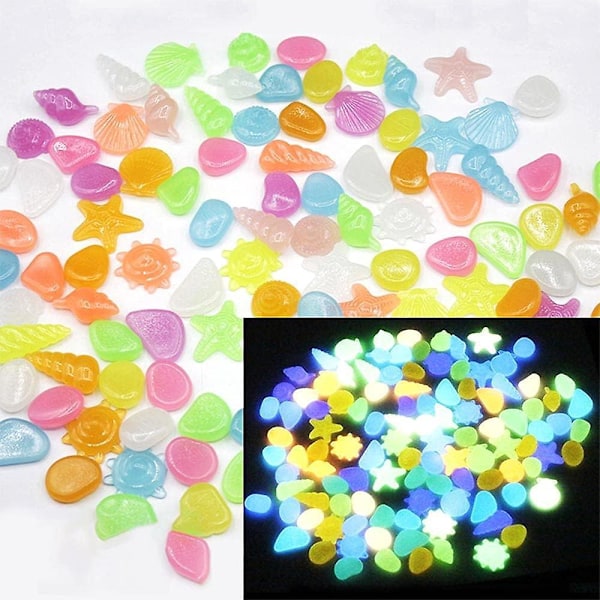 Luminous Glow Stones 90 stk. Dekorative Sten til Akvarier, Haver, Gangstier, Pools og Badeværelser