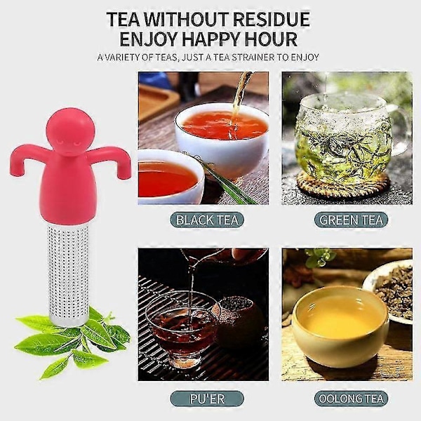 2 stk. te-infuser sæt i rustfrit stål og silikone, hængende tefilter te-infuser til løs te silikone te-infuser (lysegrå)