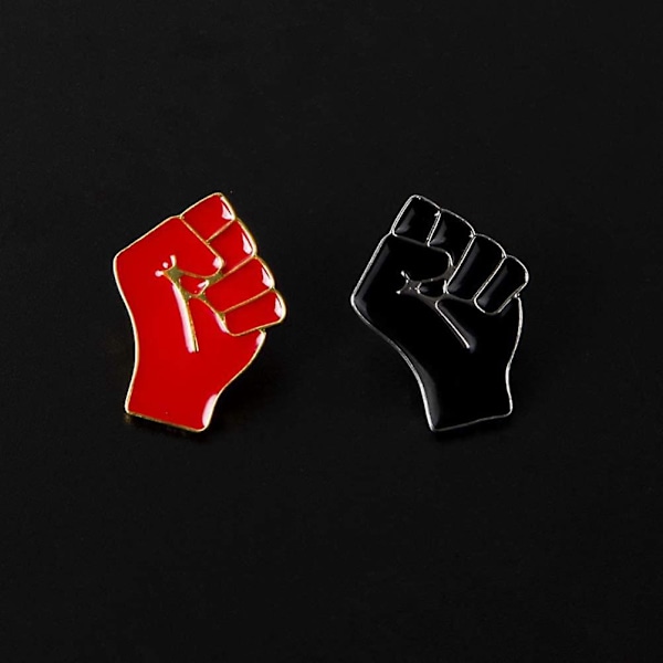 4 stk. Black Lives Matter Reversnål Næve Emalje Broche Legering Brystnål Tøjtilbehør til Kvinder Mænd (Rød+Sort)