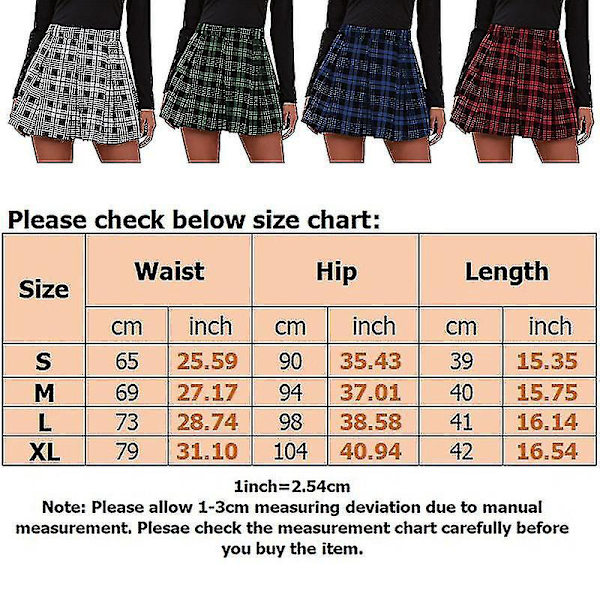 Sexy Korkeavyötäröinen Pliseerattu Ruudullinen Minihame Naisille XL Punainen