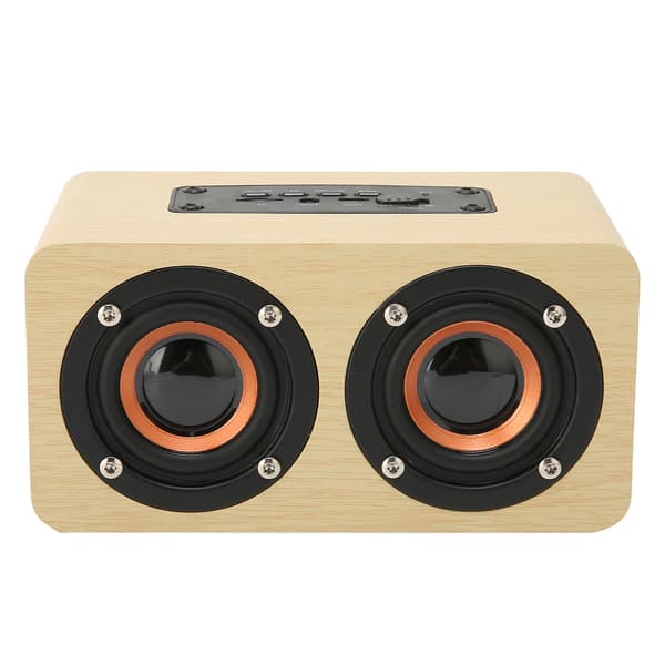 Retro Bluetooth-högtalare Inbyggd mikrofon Bärbar trådlös högtalare Stöder minneskort USB AUX MP3 Gul träkorn