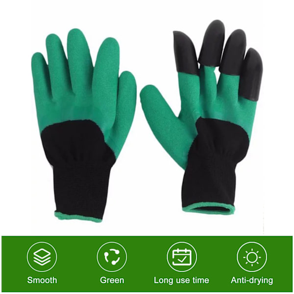 Par hagehansker med fingertuppklør Beskyttende arbeidshansker for planting Graving Ugressing Såing PokingHansker med 4 klør