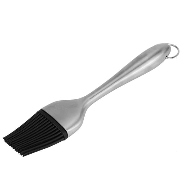Grillbørste med silikonhode og håndtak i rustfritt stål for olje og marinader (20 cm)